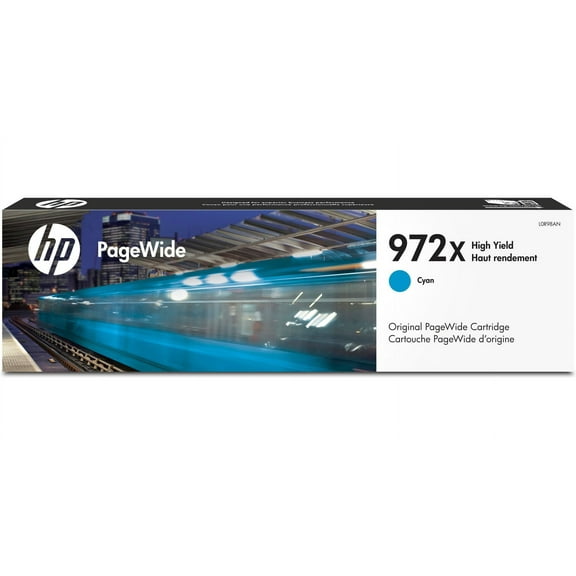 HP 972X High Yield Cyan Original PageWide Cartridge, ~7,000 pages, L0R98AN