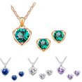 thumbnail image 3 of HEVIRGO Women Rhinestone Heart Pendant Necklace Chain Stud Earrings Party Jewelry Set,White, 3 of 9