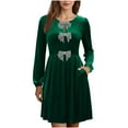 thumbnail image 1 of Fznquz Robe à Manches Longues pour Femmes Automne Velours Formelle Verte Midi Ligne A Printemps Fête 2026 Hiver Robe pour Femmes, 1 of 6