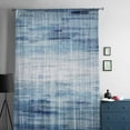 thumbnail image 5 of Vintage Blue Semi Sheer Curtains Drapes for Living Room, Bedroom, French Doors Window 96 Inches Long, Retro Blue Ombre Modern Abstract Art Rod Pocket Chiffon Curtain Drapery Voile Draperies Panel, 5 of 6