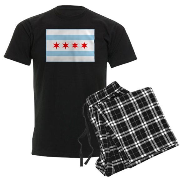 CafePress - City Of Chicago Flag Men's Dark Pajamas - Men's Dark Loose Fit Cotton Pajama Set