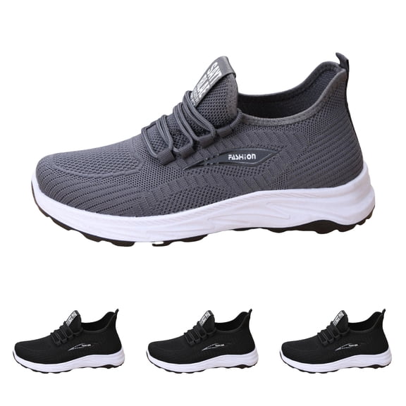Domzle Men Wide Width Lightweight Breathable Running Shoes Workout Non Slip Work Arch Support Comfortable Shoe Gray