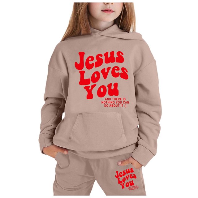 Hiiyo Ensemble de Sweat à Capuche pour Filles Tout-Petits Imprimé Lettre Sweatpants 2 Pcs Tenues