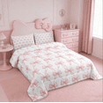 thumbnail image 4 of Manfei Kawaii Bow Bedding Comforter Set,Girls Bow Knot Twin Comforter Sets,Pink White Bedding Set,Breathable Bedroom Decorative Reversible,2pcs, 4 of 8