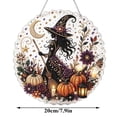 thumbnail image 4 of Halloween Pearl Diamond Painting Kit, DIY Craft Pre-Assembled Metal Chain, Acrylic Round Board with Lace Edge, 3D Mixed-Sized Pearl Beads Craft, Festive Window Wall Decor, 4 of 5
