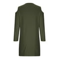 thumbnail image 5 of IROINNID Long Sleeve Dress for Women Mid-Length Fit&Flare Dress V-Neck Cold Shoulder Long Sleeve Button Metal Buckle Solid Dresses,Olive Green, 5 of 6