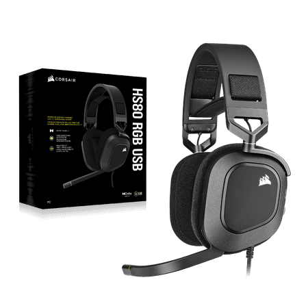 CORSAIR - HS80 RGB Wired Gaming Headset for PC - Carbon