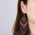 thumbnail image 4 of Long Bead Tassel Earrings - Boho Colored beads Handmade bead Tassel earrings - Style:Style4;, 4 of 5
