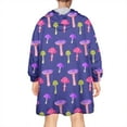 thumbnail image 2 of Colorful Mushroom Assortment Dark Blue Pattern Wearable Oversized Blanket,Wearable Blanket Hoodie for Adults,Cozy Hooded Blankets with Super Pockets,Super Warm Fuzzy Pullover for Women & Men, 2 of 6
