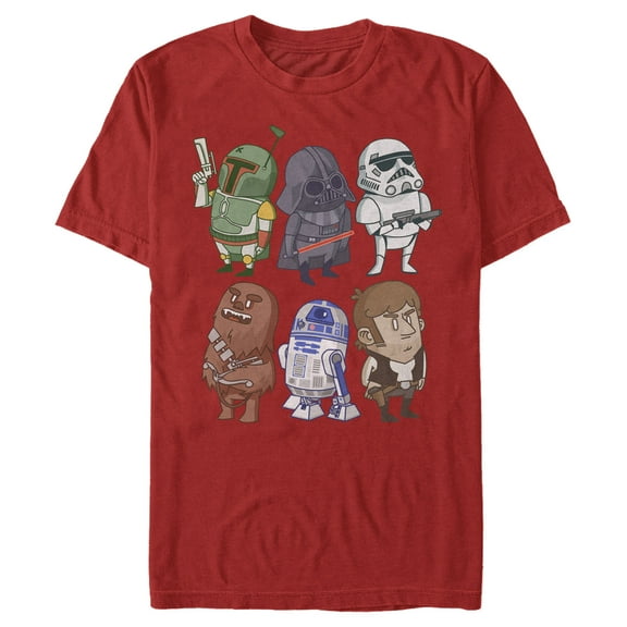 Men's Star Wars Doodle Character Grid Graphic Tee Red Medium