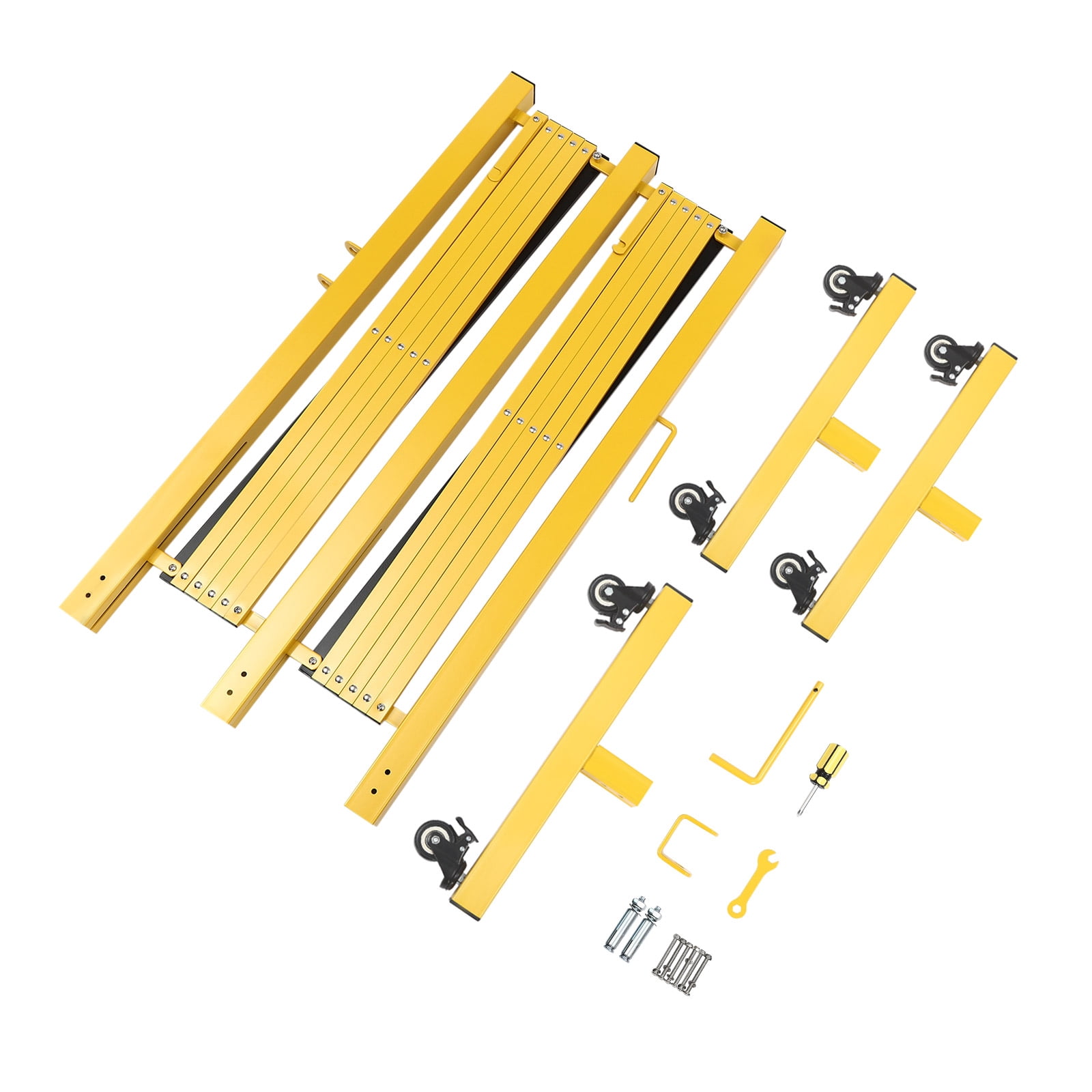 Mobile Barricade Gate with Casters, Aluminium Portable Expansion Flexible Fence Barricade Safety Barrier 16.4*4.4ft Yellow