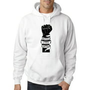 Trendy USA 1087 - Adult Hoodie Fist Pump Arm Band Black Lives Matter Human Rights Sweatshirt Large White