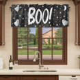 thumbnail image 6 of Black BOO Halloween Curtain Valances for Windows, Kitchen Valance Window Treatments Panel 2 Pack, Cute Ghost Spooky Star Moon Dots Rod Pocket Short Curtains for Bathroom Bedroom 42 x 18 Inch, 6 of 8