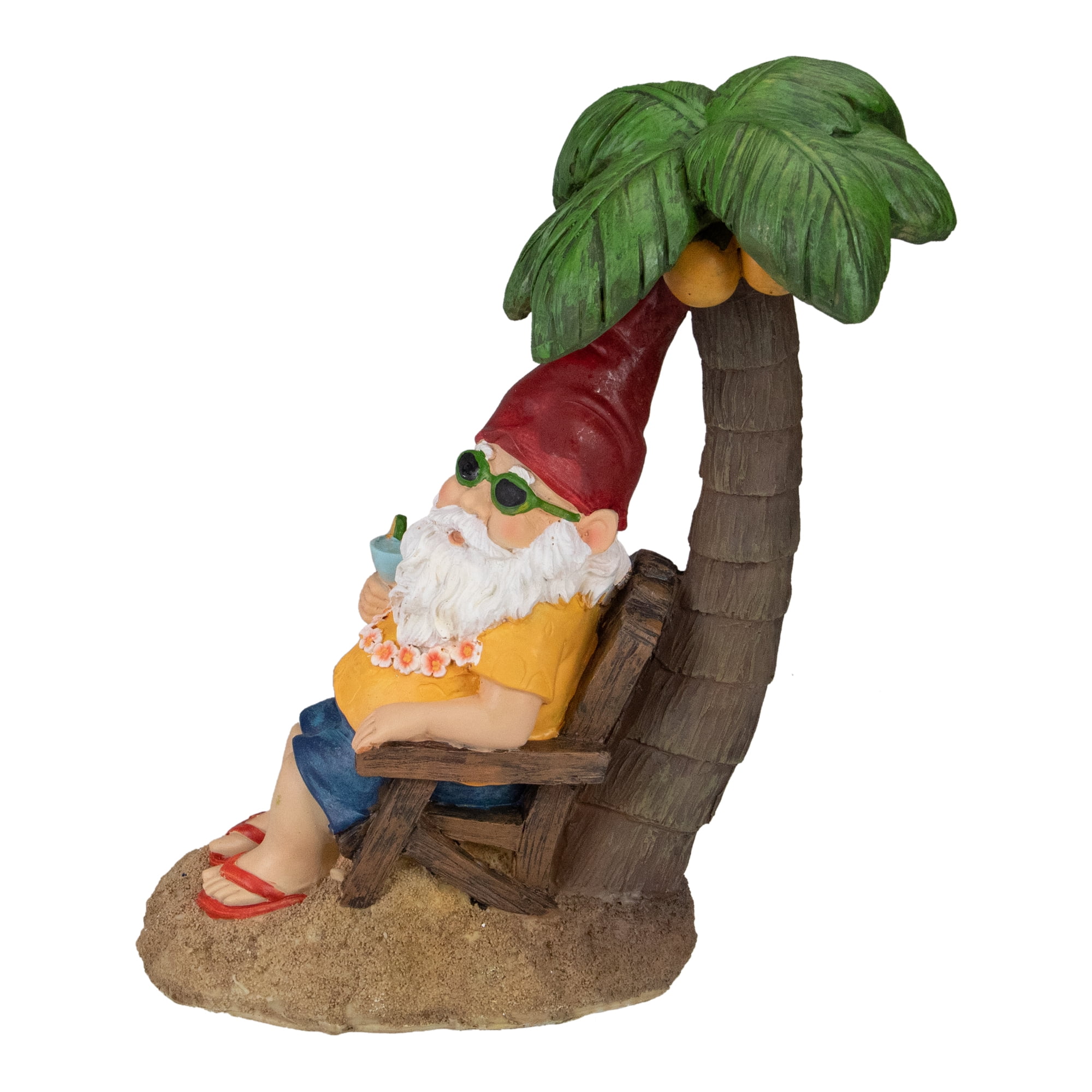 12.25" Tropical Gnome with Palm Tree Outdoor Garden Statue - Walmart.com