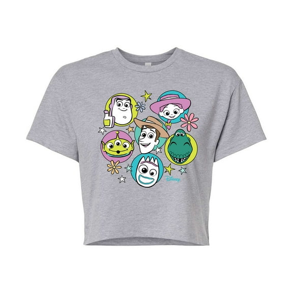 Toy Story 4 - Group Grid - Juniors Cropped Cotton Blend T-Shirt