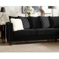 Living Room Modern Classic Black Fabric Sectional Sofa 2pc Set Cushion