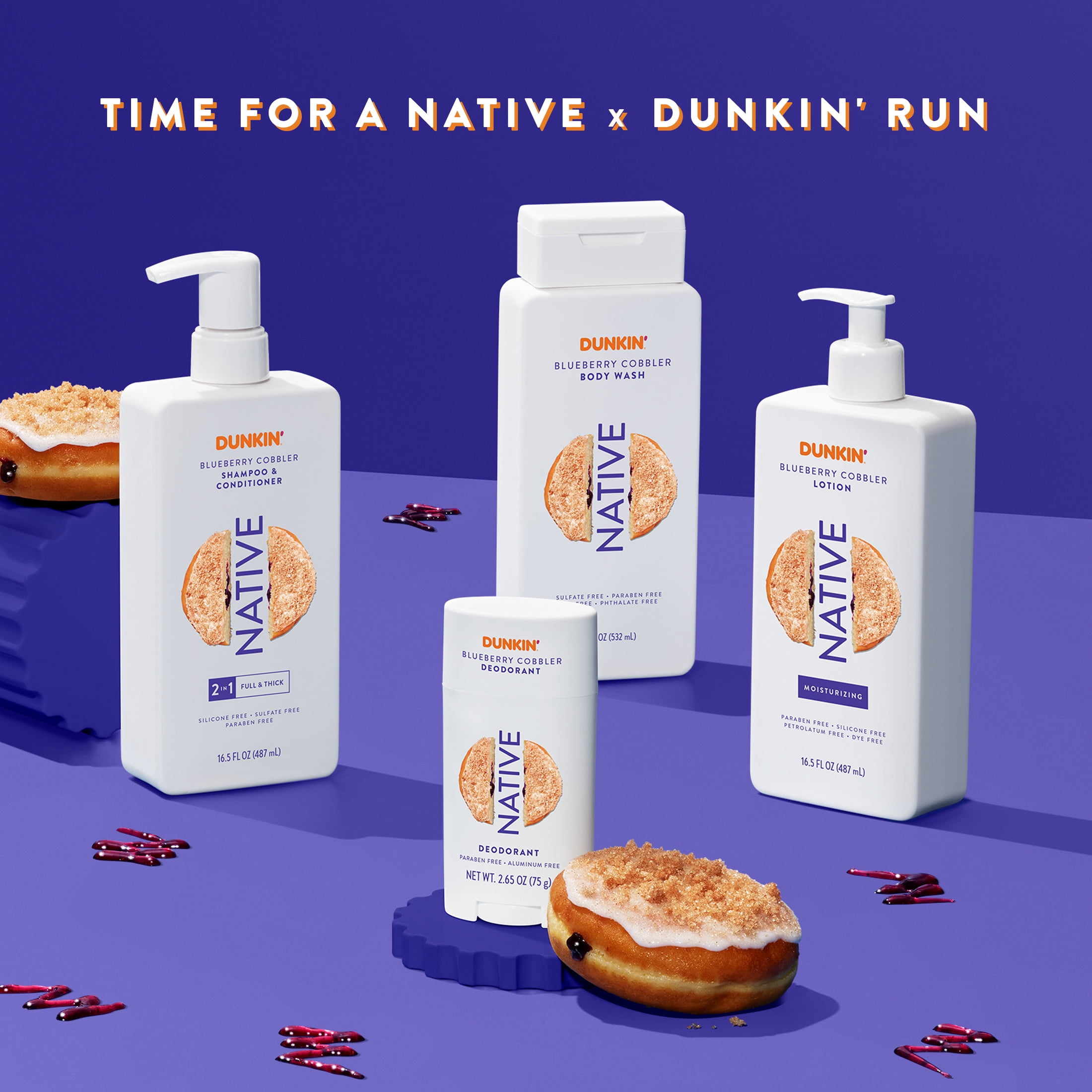 Native 2in1 Shampoo and Conditioner, Dunkin' Blueberry Cobbler, Sulfate Free, 16.5 fl oz