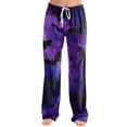 thumbnail image 4 of KDDYLITQ Pajamas for Women Halloween Skeleton Elastic Waist Stretchy Soft Drawstring Trousers Lightweight Skull Halloween Pj Pants Purple L, 4 of 6