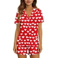 thumbnail image 7 of BaoFuBaoMei Button up Pajamas Women Shorts Set 2 Piece Heart Printed Pjs Sleepwear Short Sleeve Tops and Shorts Loungewear Cozy Soft Sleepwear, 7 of 7