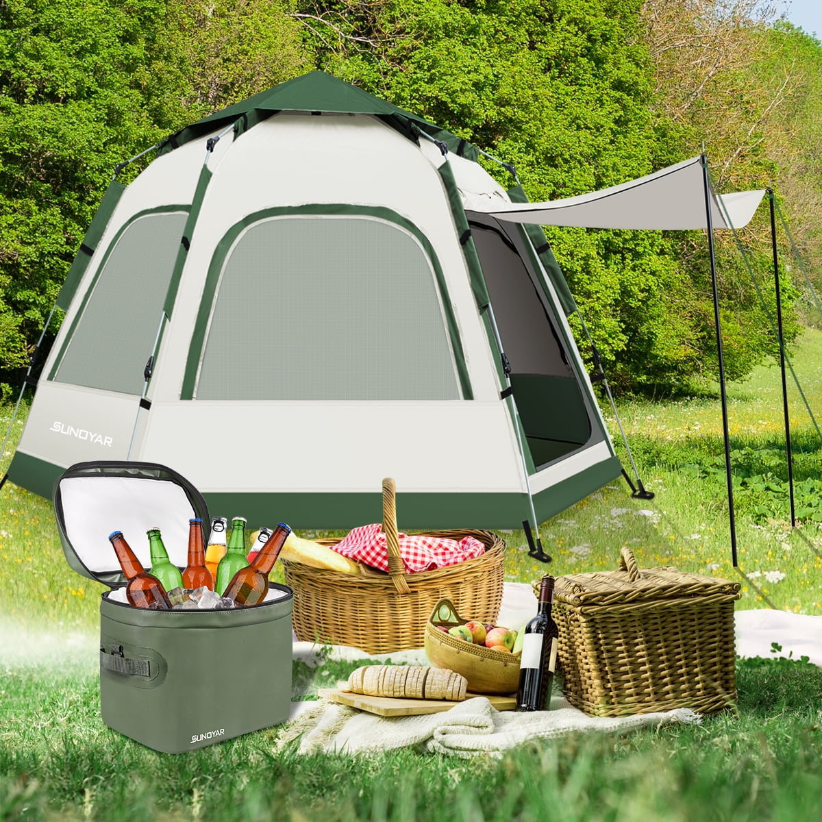 SUNOYAR 4-6 Person Tent for Camping, Camping Tent with Carry Bag, Instant Tent for Outdoor/Hiking/Traveling