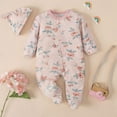thumbnail image 3 of URMAGIC Baby Baby Boy Girl Footie Romper Jumpsuit, Cotton One-Piece Coverall with Hat 0-12 Months, 3 of 4