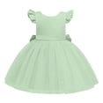 thumbnail image 5 of Girls Dresses Ruffle Sleeve Green Dress V-Back with Big Bow Tutu for Girls Kindergarten Graduation 5-6 Years, 5 of 7
