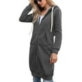 thumbnail image 4 of Defitshape Women's Long Sleeve Hoodie Hooded Sweatshirt Zip Up Long Fashion Winter Thermal Full Zip Soft Top Dark Grey 4-6, 4 of 4