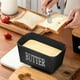thumbnail image 5 of Caja de mantequilla de cerámica | Contenedor de almacenamiento de queso | Guardián de mantequilla de estilo nórdico | Material cerámico duradero | Blanco Negro Amarillo | 17x13x6,2cm | Tarro de, 5 of 7
