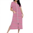 thumbnail image 2 of YgkuHd Plus Size Nightgowns Zip Up Robe For Women Long Housecoat Knit Bathrobes Full Lengthgradient Color Nightgown With Pockets,Pullover Nightdress Soft Sleepwear, 2 of 7