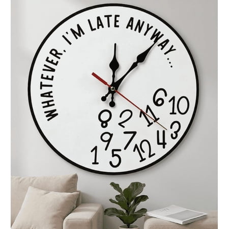 Whatever I'm Late Anyway Wall Clock – Wooden Wall Clock – Silent Non Ticking for Living Room photo Whatever I'm Late Anyway Wall Clock – Wooden Wall Clock – Silent Non Ticking for Living Room image