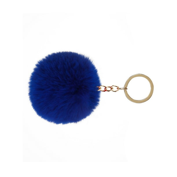 Billuyoard Llavero de bola peluda Llaveros Llaveros multicolores adorables Mujeres para niños Adultos Estudiantes mayores Azul oscuro 9 cm Type2 NO2