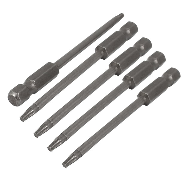 Puntas de destornillador Torx magnéticas de 75 mm con vástago hexagonal de 1/4" color gris, 10 piezas