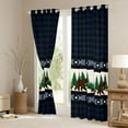 thumbnail image 3 of Manfei Jungle Wildlife Bear Black Out Curtains,Rustic Farmhouse Cabin Curtains Pack of 2 (42x63 Each),Blue Black Checkered Bedroom Curtains For Men Women,Breathable Home Decor, 3 of 6