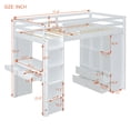thumbnail image 4 of Kumix Loft Bed Twin Size with Desk, Wood Loft Bed with Shelves, Drawers and LED Light for Teens Adults, Heavy Duty Loft Bed Frame with Safety Guardrail and Ladder, Noise-Free, White, 4 of 7