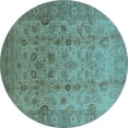 thumbnail image 1 of Ahgly Company Indoor Round Oriental Light Blue Traditional Area Rugs, 5' Round, 1 of 4