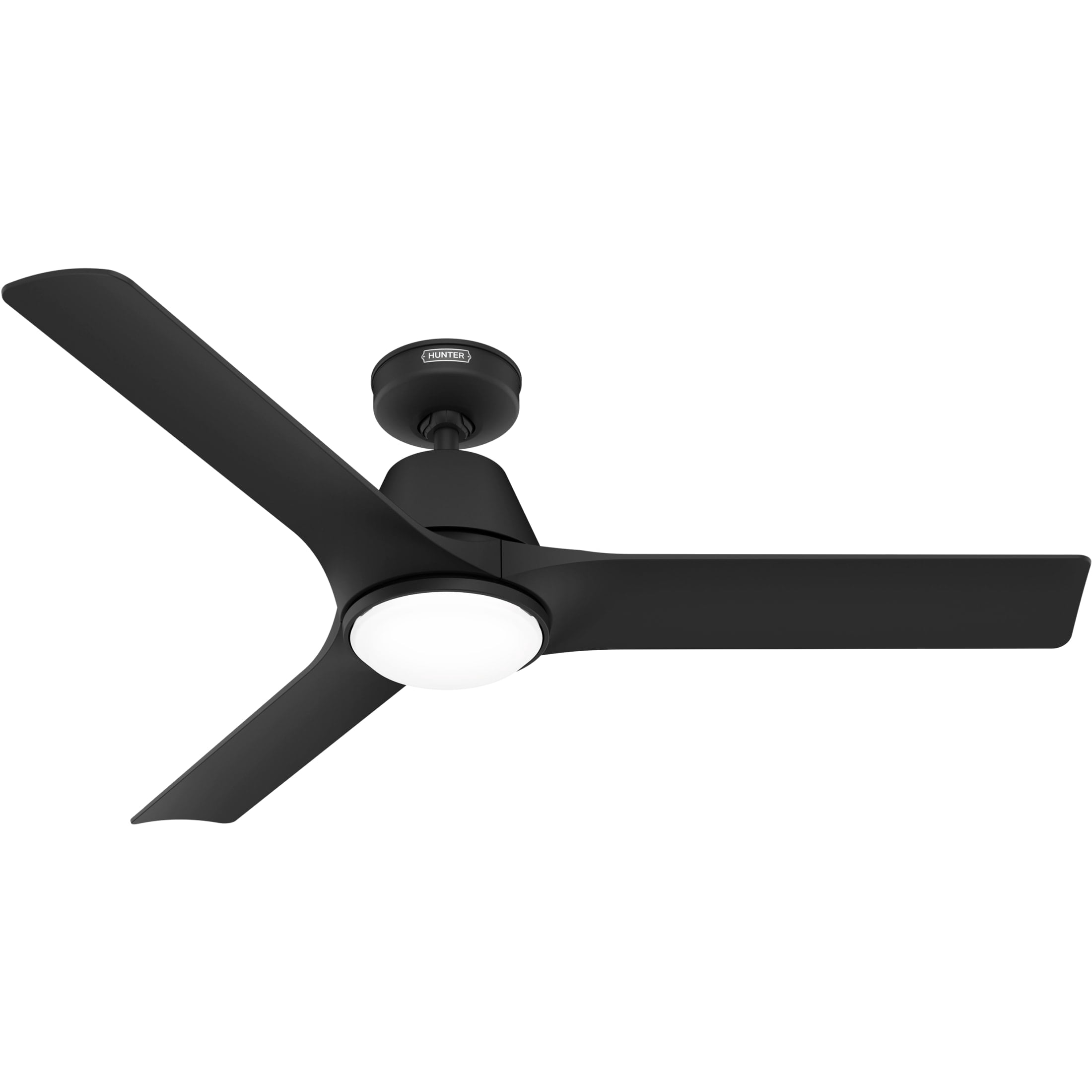 Hunter - Aeronaut  Indoor/Outdoor Ceiling Fan With Light, Remote, 52-inch, Matte Black, Modern-style, 6-speed DC Motor, Energy Star, WiFi Smarthome, 52927, for Porches, Bathrooms