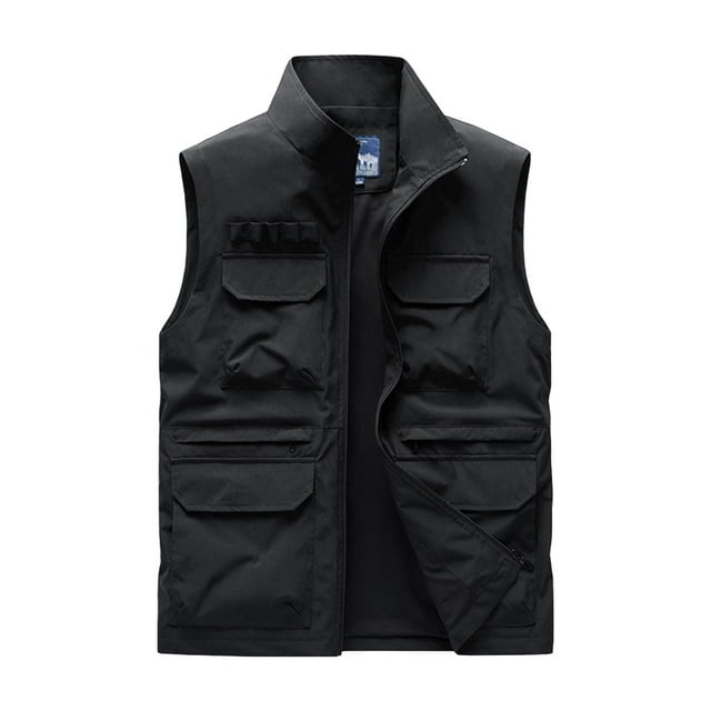 Veste de Travail pour Hommes Col Montant Multiples Poches Veste de Photographie et de Sport Extérieure