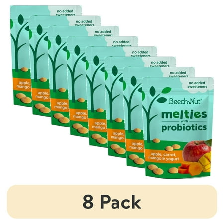 (8 pack) Beech-Nut Probiotic Melties Apple Carrot Mango Yogurt Melts Baby & Toddler Snack, 1oz Bag