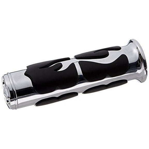 Kuryakyn 6261 Motorcycle Handlebar Accessory: ISO Flame Hand Grips for Kawasaki, Suzuki, Victory, Yamaha Motorcycles, Chrome, 1 Pair