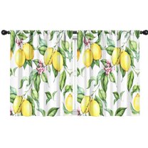 Blackout Kids Curtains,Yellow Lemon Fruit Leaves White Pattern Childrens Insulated Curtains Set Of 2,Bedroom Essentials,Toddler Room Decor 42"x54"
