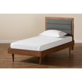 thumbnail image 2 of Baxton Studio Seren Mid-Century Modern Dark Grey Fabric Upholstered and Walnut Brown Finished Wood Twin Size Platform, 2 of 7