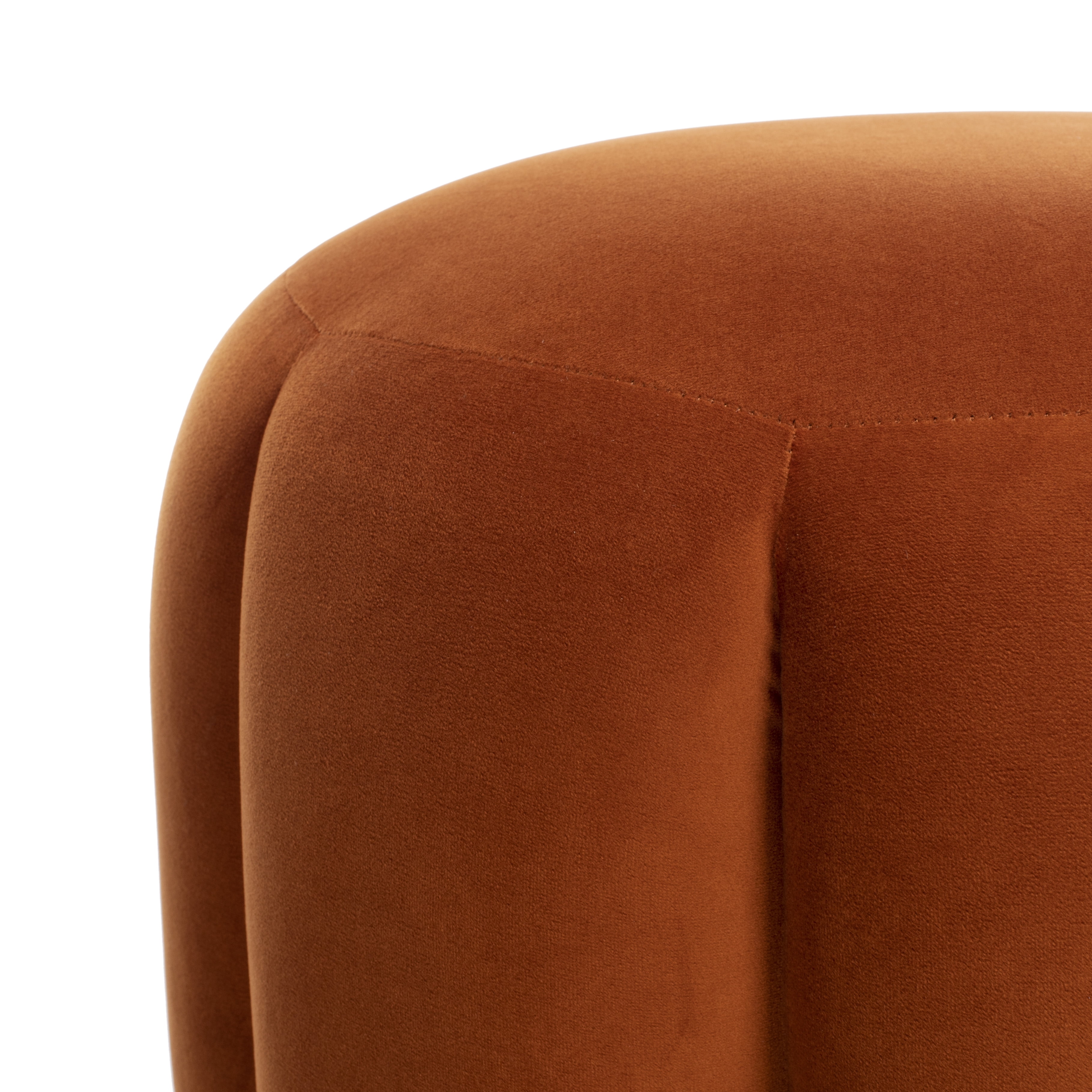 SAFAVIEH Couture Maxine Channel Modern Glam Tufted Ottoman, Sienna/Brass