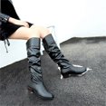 thumbnail image 3 of EKVAHL Women's Knee High Slouchy Boots, Pull On Faux Leather Ruched Tall Boots, Low Heel Fall Occasion Casual Dress Boots Black, 3 of 4