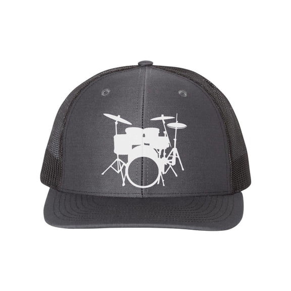 Drummer Hat, Gift For Drummer, Drumset Hat, Drummer Gift, Percussion Hat, Gift For Him, Musician Hat, Birthday Gift, Drumming Cup, Drums, Charcoal/Black