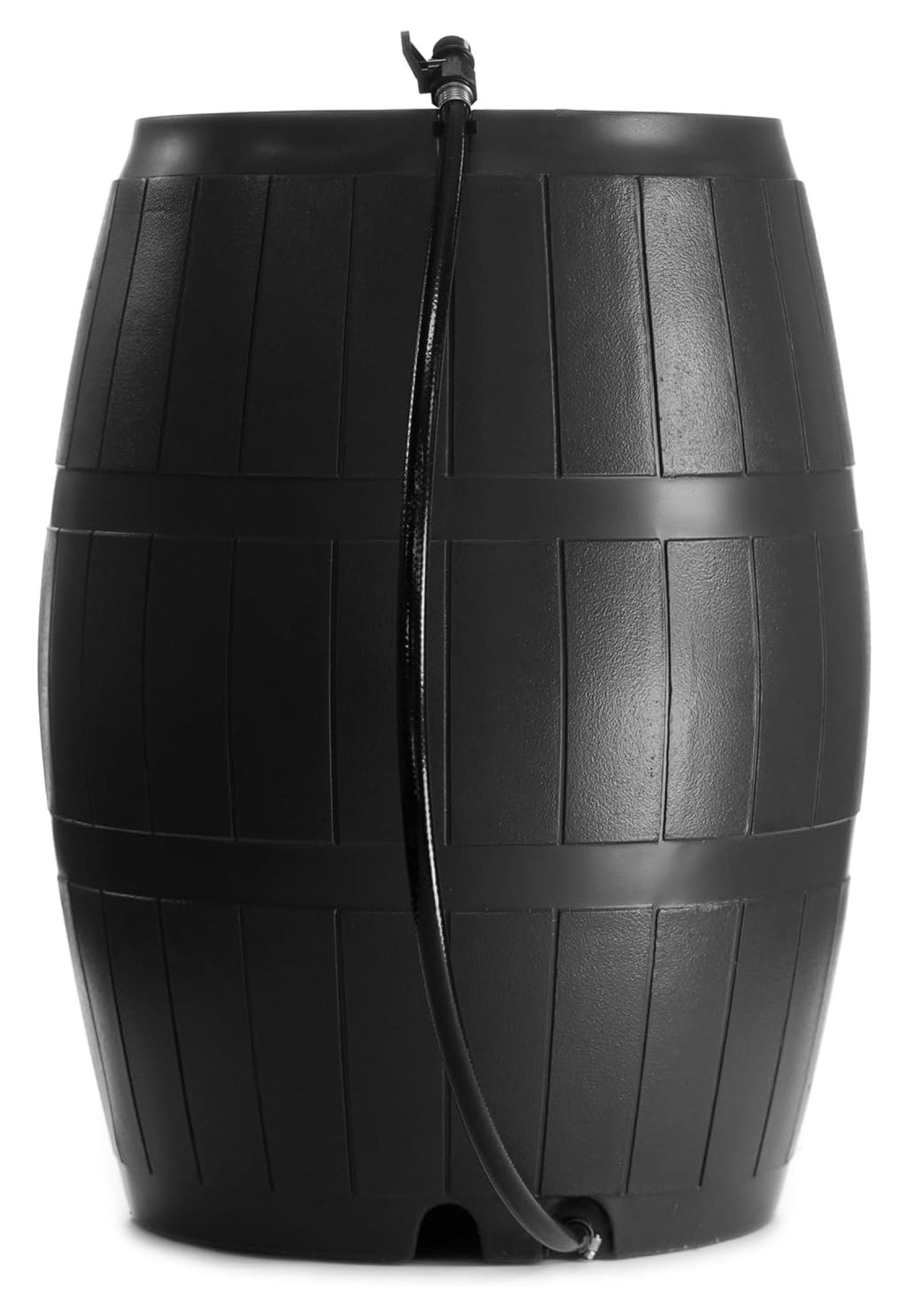 Portable Rainwater Catcher Barrel with Spigots Black 50 Gallon