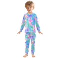 thumbnail image 6 of FORMRS Long Sleeve Top and Pants Pajama Set for Niños 2-Piece Sleepwear, Sizes 18M-8Y, Neon Starfish Pattern, 6 of 6