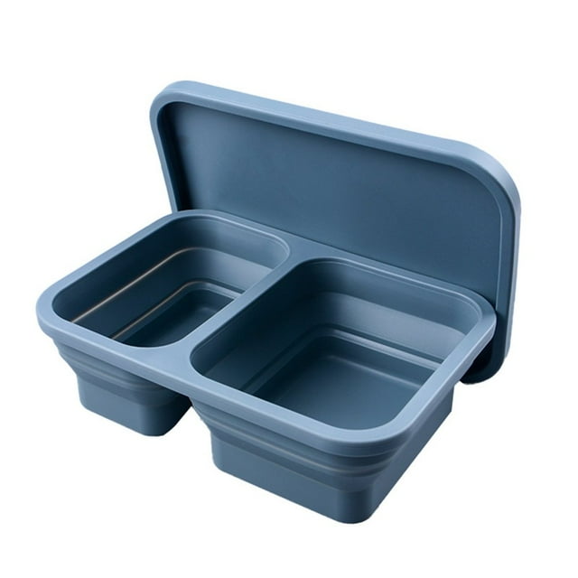 Boîte à Aliments Carrée, Contenant à Lunch à 2 Compartiments, Contenants à Collation Pliables en Silicone avec Couvercles