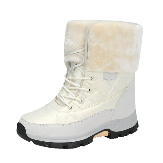 jsaierl Winter Snow Boots For Women Cotton Plush Shoes Non Slip Warm Outdoor Boots