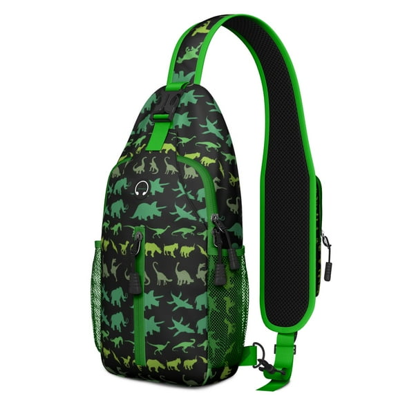 Dino Lovers Cartoon Sling Backpack – Funny Colorful Dinosaur Pattern Bag – Cute Shoulder Purse for Men and Teens