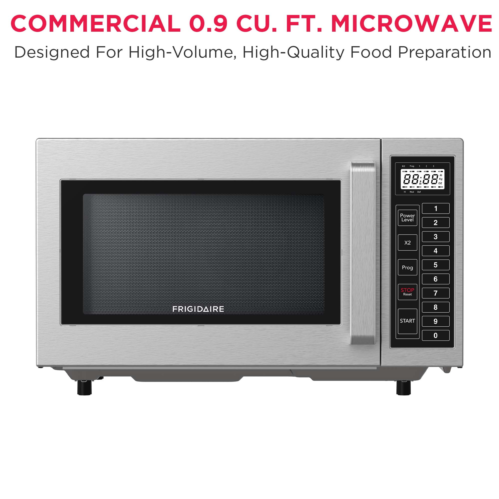 Frigidaire 0.9 Cu. ft. Commercial Microwave, NSF Certified Microwave with 10 Programmable Memory, Touch Screen Control, Stainless Steel